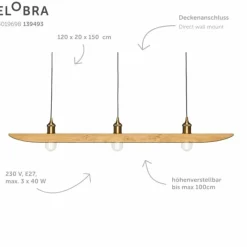 Lampes En Bois-Luminaires Elobra Suspension Elobra Colombia Retro Écru, 3 lumières