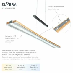 Lampes En Bois-Luminaires Elobra Suspension Elobra Panama LED Écru, 1 lumière