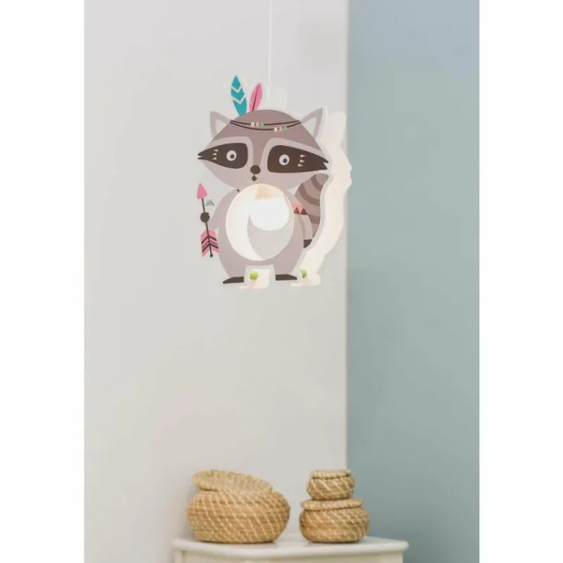 Lampes En Bois-Luminaires Elobra Suspension Elobra WASCHBÄR OSKAR Gris, 1 lumière