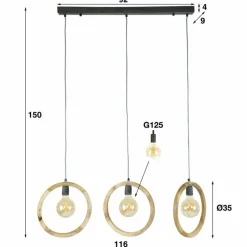 Lampes Industrielles-hofstein Suspension Elortondo Noir, 3 lumières