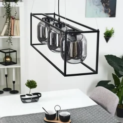 Suspension Verre Fumé-hofstein Suspension Elvange Noir, 3 lumières