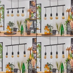 Lampes Industrielles-hofstein Suspension Ermatingen Brun foncé, Nickel mat, 4 lumières