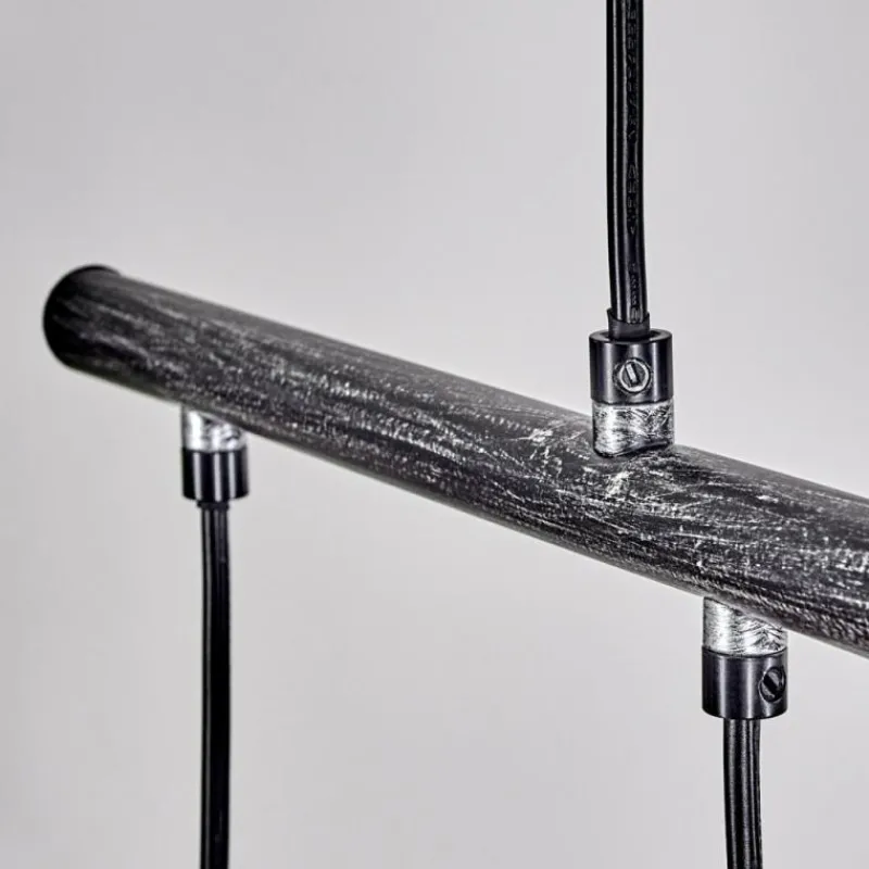 Lampes Industrielles-hofstein Suspension Ermatingen Brun foncé, Nickel mat, 4 lumières