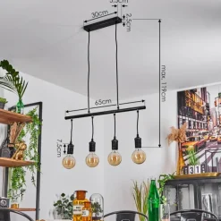 Lampes Industrielles-hofstein Suspension Ermatingen Brun foncé, Nickel mat, 4 lumières