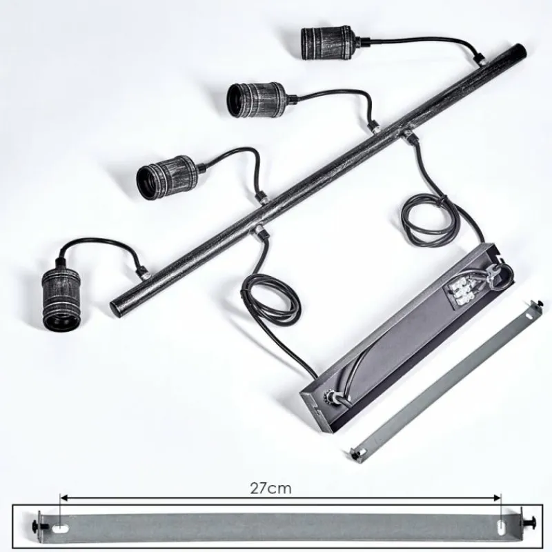 Lampes Industrielles-hofstein Suspension Ermatingen Brun foncé, Nickel mat, 4 lumières