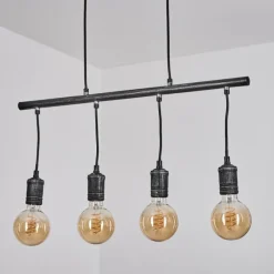 Lampes Industrielles-hofstein Suspension Ermatingen Brun foncé, Nickel mat, 4 lumières