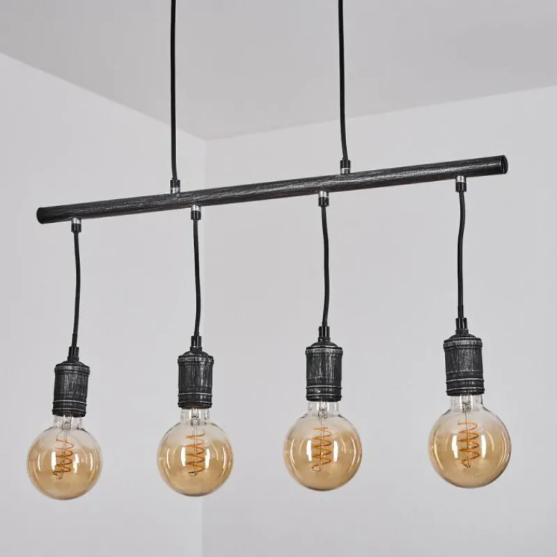 Lampes Industrielles-hofstein Suspension Ermatingen Brun foncé, Nickel mat, 4 lumières