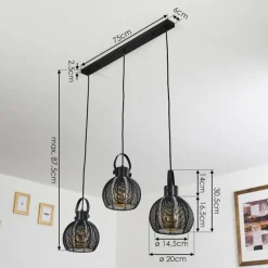 Lampes Vintages & Rétros-hofstein Suspension Espada Noir, 3 lumières
