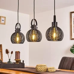 Lampes Vintages & Rétros-hofstein Suspension Espada Noir, 3 lumières
