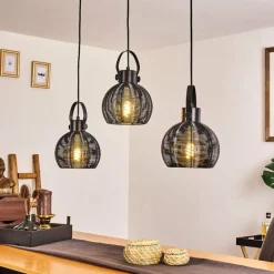 Lampes Vintages & Rétros-hofstein Suspension Espada Noir, 3 lumières