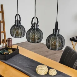 Lampes Vintages & Rétros-hofstein Suspension Espada Noir, 3 lumières