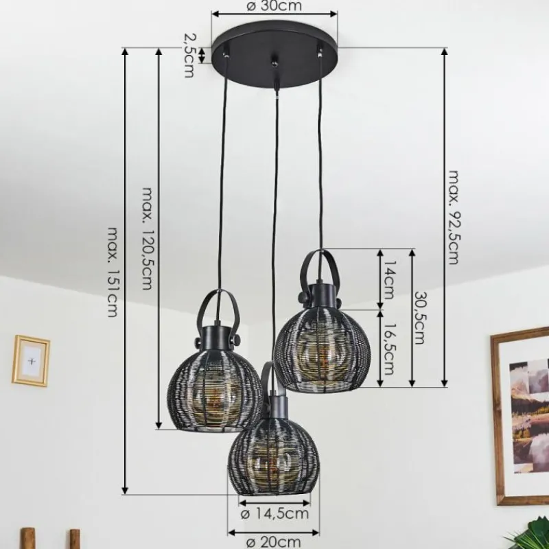 hofstein Suspension Espada Noir, 3 lumières* Suspensions