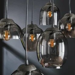 Suspension Verre Fumé-hofstein Suspension Espriella Anthracite, 7 lumières