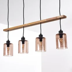 Lampes Vintages & Rétros-hofstein Suspension Ethelton Bois foncé, Noir, 4 lumières