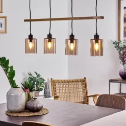 Lampes Vintages & Rétros-hofstein Suspension Ethelton Bois foncé, Noir, 4 lumières