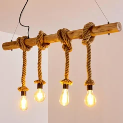 Style Boho-Chic-hofstein Suspension Etowah Brun, Noir, 4 lumières