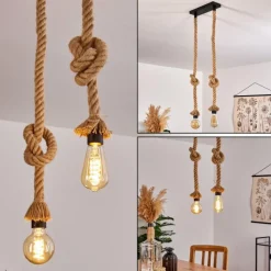 Style Boho-Chic-hofstein Suspension Etowah Brun, Noir, 2 lumières