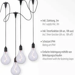 Luminaires Leuchten Direkt Suspension extérieur Leuchten-Direkt ENNI LED Noir, 4 lumières