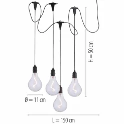 Luminaires Leuchten Direkt Suspension extérieur Leuchten-Direkt ENNI LED Noir, 4 lumières