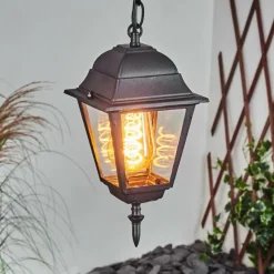 Luminaires Rustiques-hofstein Suspension extérieur Naofe Noir, 1 lumière