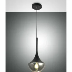 Suspension Verre Fumé-Luminaires Fabas Luce Suspension Fabas Luce Apollo Noir, 1 lumière