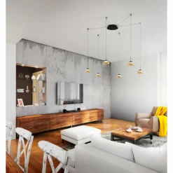 Luminaires Fabas Luce Suspension Fabas Luce Arabella LED Noir, 6 lumières