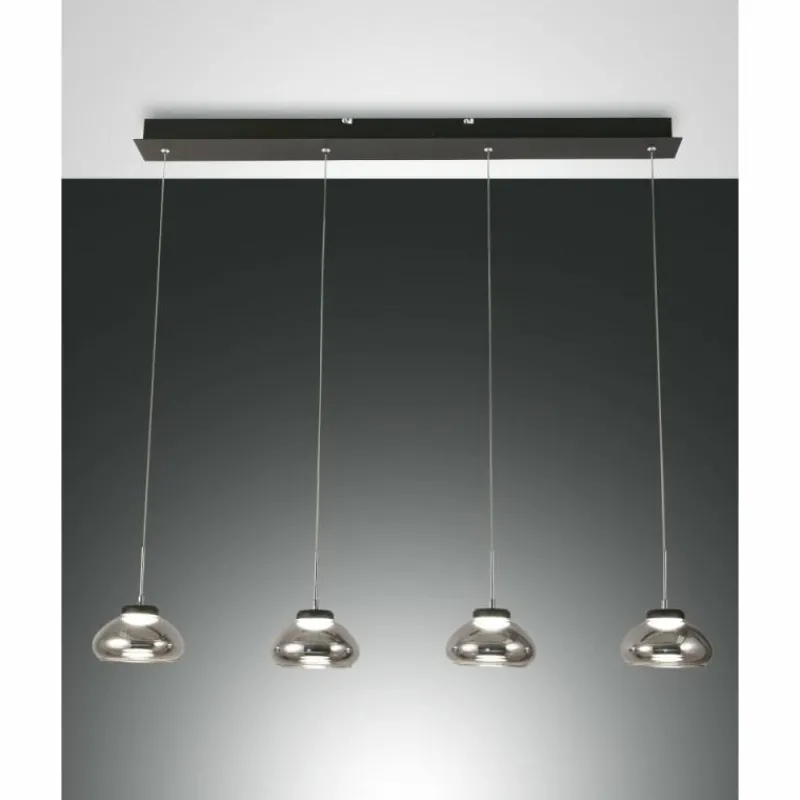 Suspension Verre Fumé-Luminaires Fabas Luce Suspension Fabas Luce Arabella LED Noir, 4 lumières