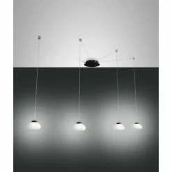 Luminaires Fabas Luce Suspension Fabas Luce Arabella LED Noir, 4 lumières