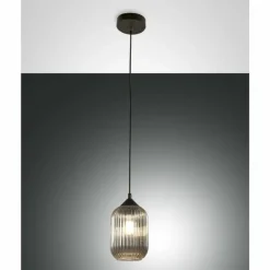 Suspension Verre Fumé-Luminaires Fabas Luce Suspension Fabas Luce Aston Noir, 1 lumière