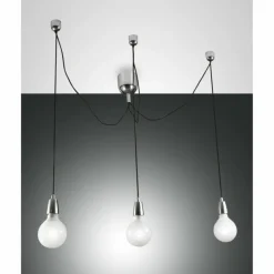 Luminaires Fabas Luce Suspension Fabas Luce Blog Chrome, Noir, 3 lumières* Suspensions