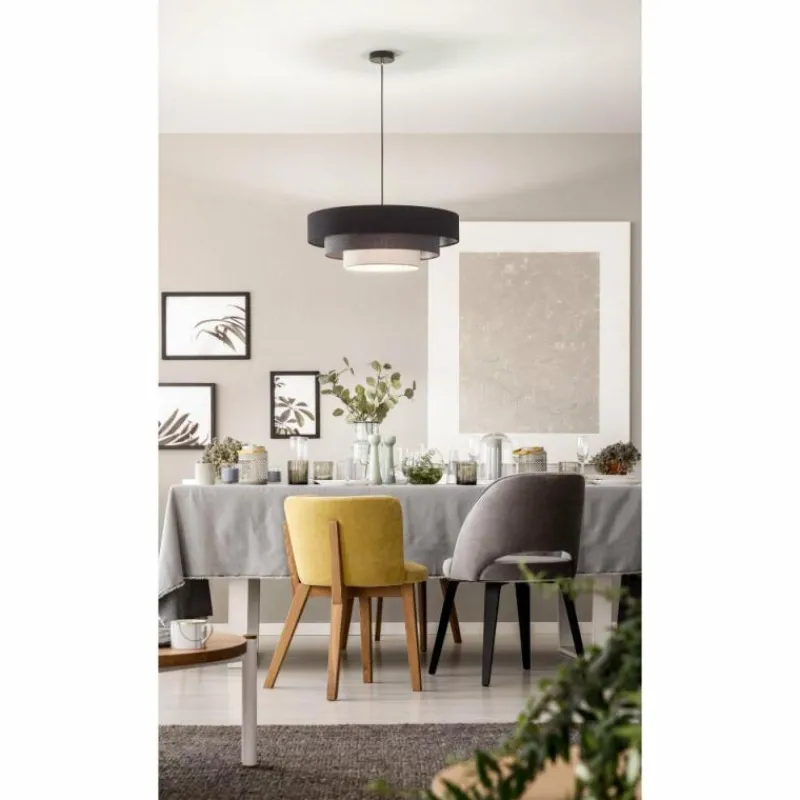 Lampes En Tissu-Luminaires Fabas Luce Suspension Fabas Luce Brava Noir, 1 lumière
