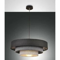 Lampes En Tissu-Luminaires Fabas Luce Suspension Fabas Luce Brava Noir, 1 lumière