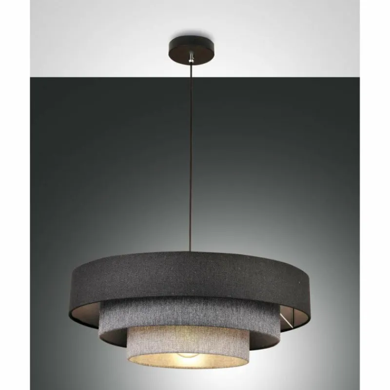 Lampes En Tissu-Luminaires Fabas Luce Suspension Fabas Luce Brava Noir, 1 lumière