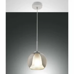 Suspension Verre Fumé-Luminaires Fabas Luce Suspension Fabas Luce Bretagna Blanc, 1 lumière