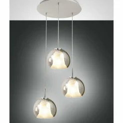 Suspension Verre Fumé-Luminaires Fabas Luce Suspension Fabas Luce Bretagna Blanc, 3 lumières