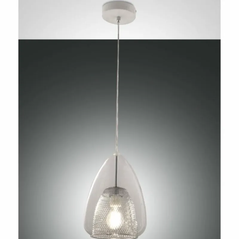 Luminaires Fabas Luce Suspension Fabas Luce Britton Blanc, 1 lumière