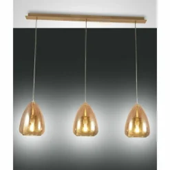 Luminaires Fabas Luce Suspension Fabas Luce Britton Laiton, 3 lumières