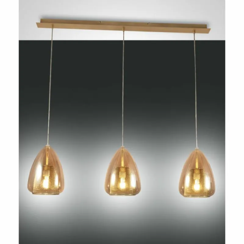 Luminaires Fabas Luce Suspension Fabas Luce Britton Laiton, 3 lumières