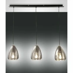 Luminaires Fabas Luce Suspension Fabas Luce Britton Noir, 3 lumières