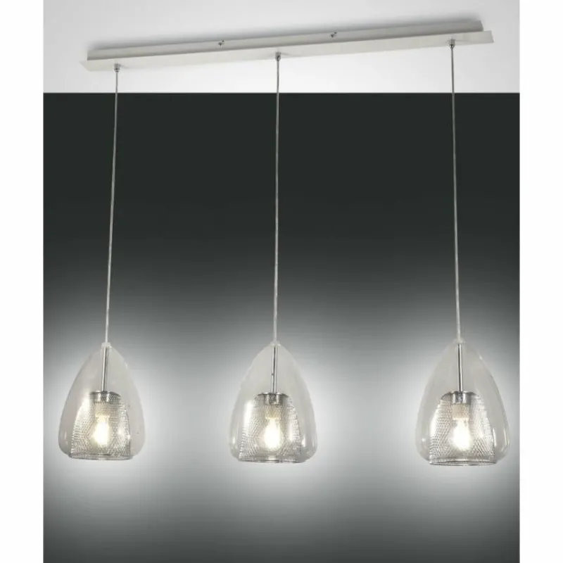 Luminaires Fabas Luce Suspension Fabas Luce Britton Blanc, 3 lumières
