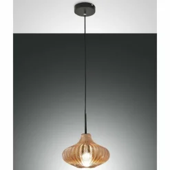 Luminaires Fabas Luce Suspension Fabas Luce Budelli Noir, 1 lumière