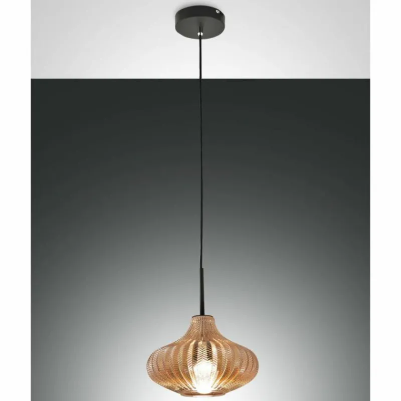 Luminaires Fabas Luce Suspension Fabas Luce Budelli Noir, 1 lumière