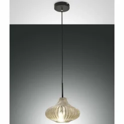 Luminaires Fabas Luce Suspension Fabas Luce Budelli Noir, 1 lumière