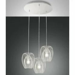 Lampes Vintages & Rétros-Luminaires Fabas Luce Suspension Fabas Luce Camp Blanc, 3 lumières