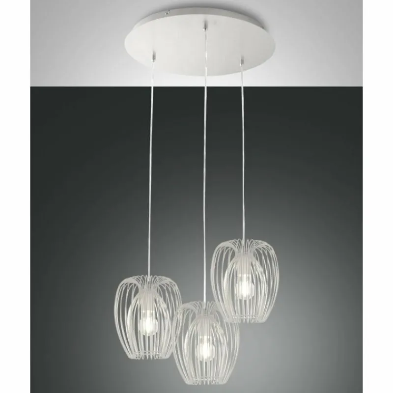Lampes Vintages & Rétros-Luminaires Fabas Luce Suspension Fabas Luce Camp Blanc, 3 lumières