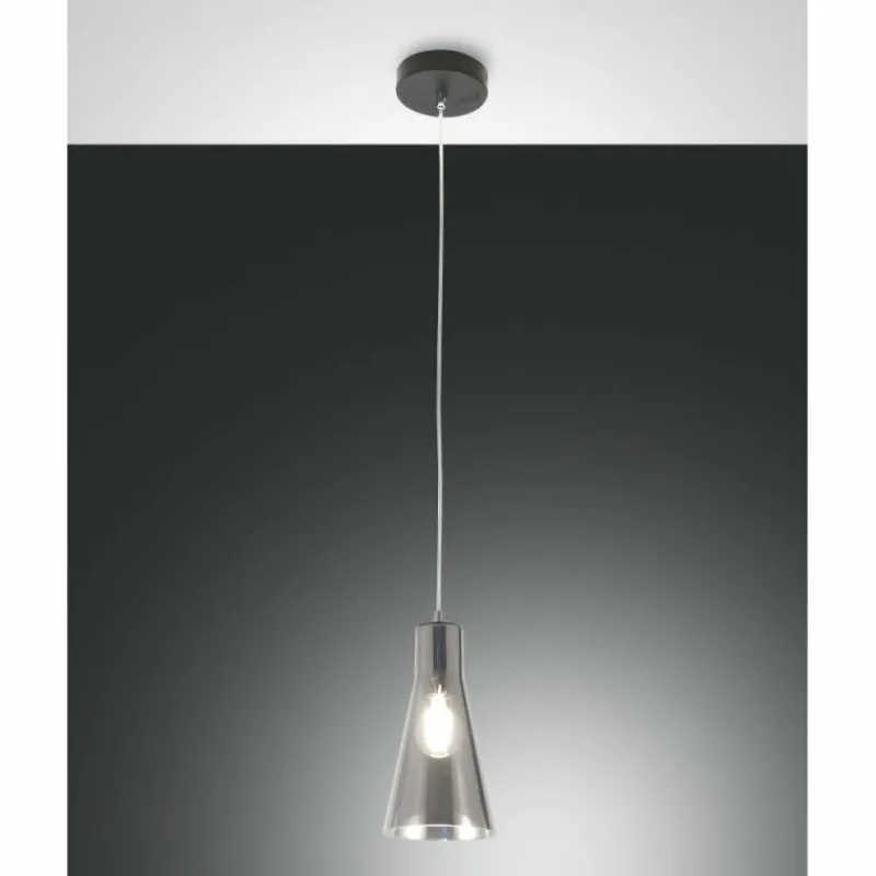 Suspension Verre Fumé-Luminaires Fabas Luce Suspension Fabas Luce Dafne Noir, 1 lumière