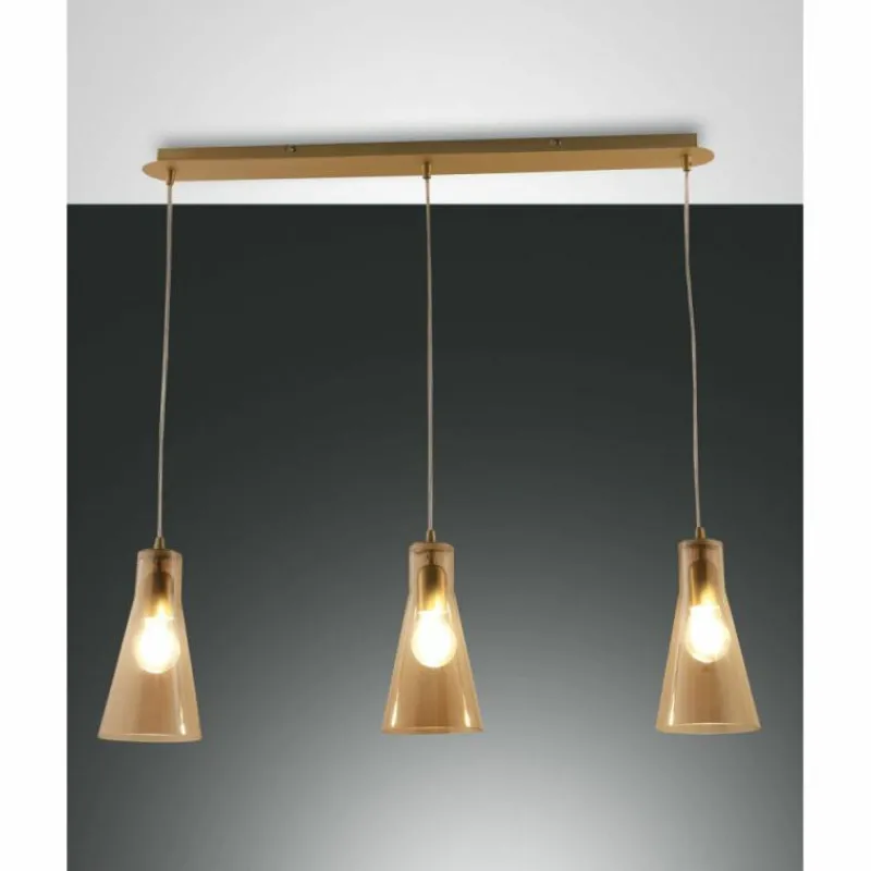 Luminaires Fabas Luce Suspension Fabas Luce Dafne Laiton, 3 lumières