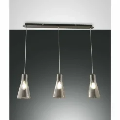 Suspension Verre Fumé-Luminaires Fabas Luce Suspension Fabas Luce Dafne Noir, 3 lumières