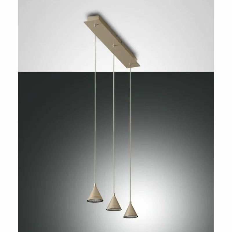 Lampes Dorées-Luminaires Fabas Luce Suspension Fabas Luce Delta LED Or, 3 lumières