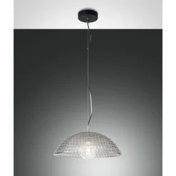 Suspension Verre Fumé-Luminaires Fabas Luce Suspension Fabas Luce Diamond Noir, 1 lumière